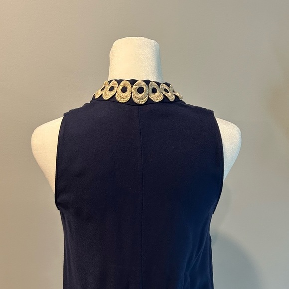 Lilly Pulitzer Jane Shift Dress Sleeveless Navy, Embroidered Gold Zipper Size 0 - Picture 5 of 9